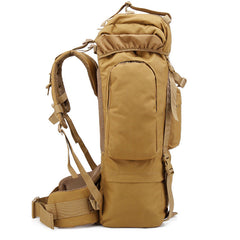 Rugged 65L Large Capacity Tactical Backpack OEM Customizable Military-Style Camouflage Rucksack Heavy-Duty Outdoor Mountaineering & Hiking Bag Professional Multi-Pocket Sports Expedition Pack