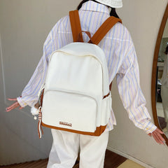 Minimalist Solid Color School Backpack Aesthetic Lightweight Travel Daypack for Teen Girls Large Capacity Student Bookbag